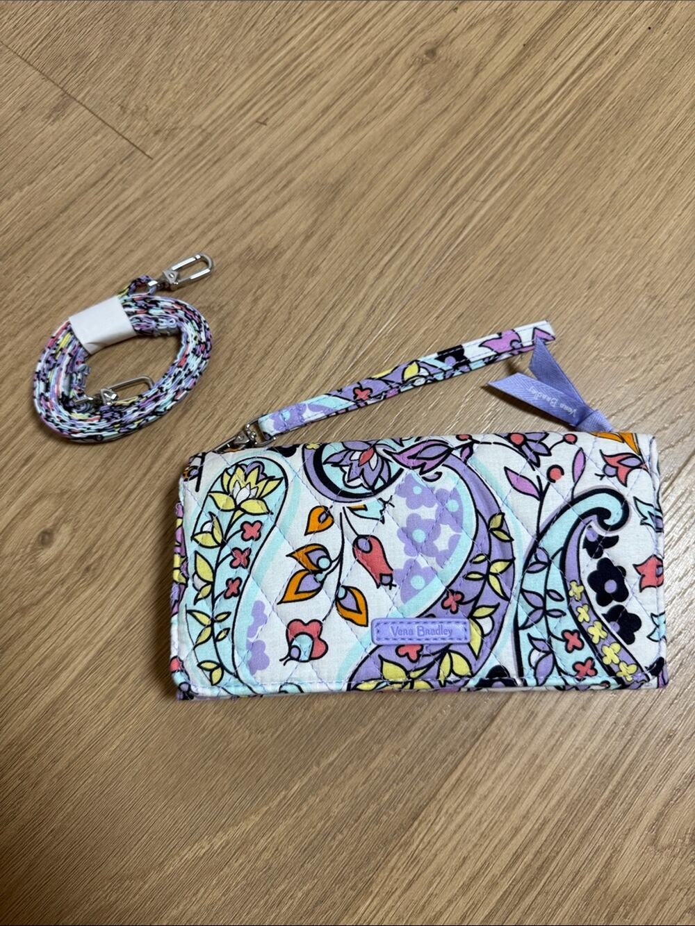 Vera Bradley Pastel Paisley Floral Wristlet - Lavender, Mint, Yellow